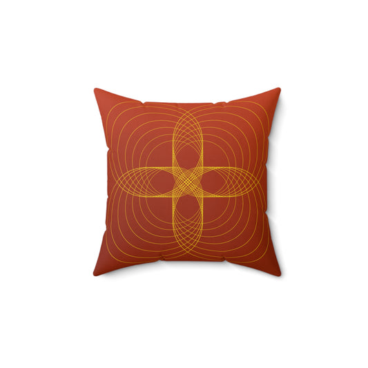 Rusty Red Frequencies Faux Suede Throw Pillow