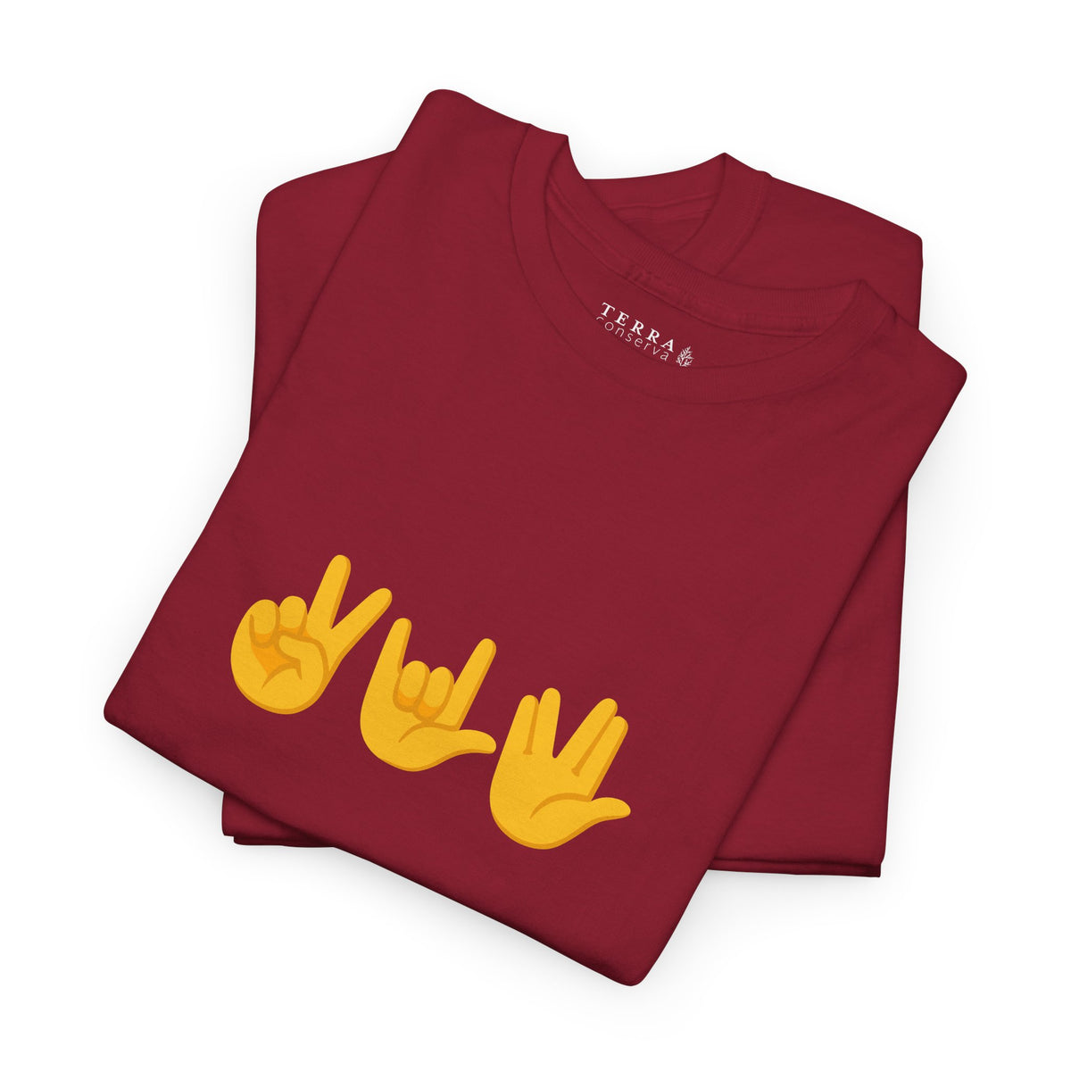 Peace, Love, Live Long Emoji Adult 100% Cotton T-Shirt (Multicolors)