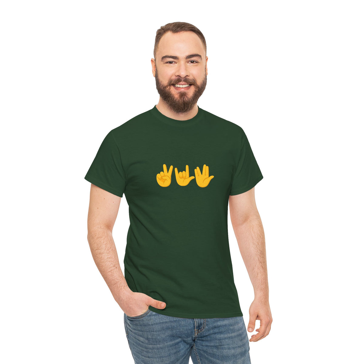 Peace, Love, Live Long Emoji Adult 100% Cotton T-Shirt (Multicolors)