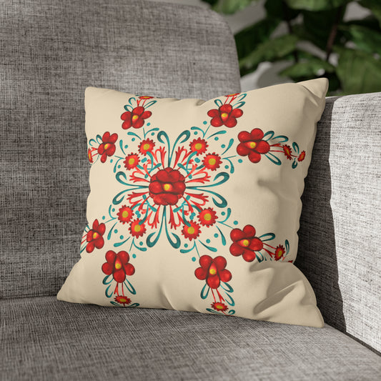 Painted Summer Flowers Faux Suede Throw Pillow Case (multi sizes)