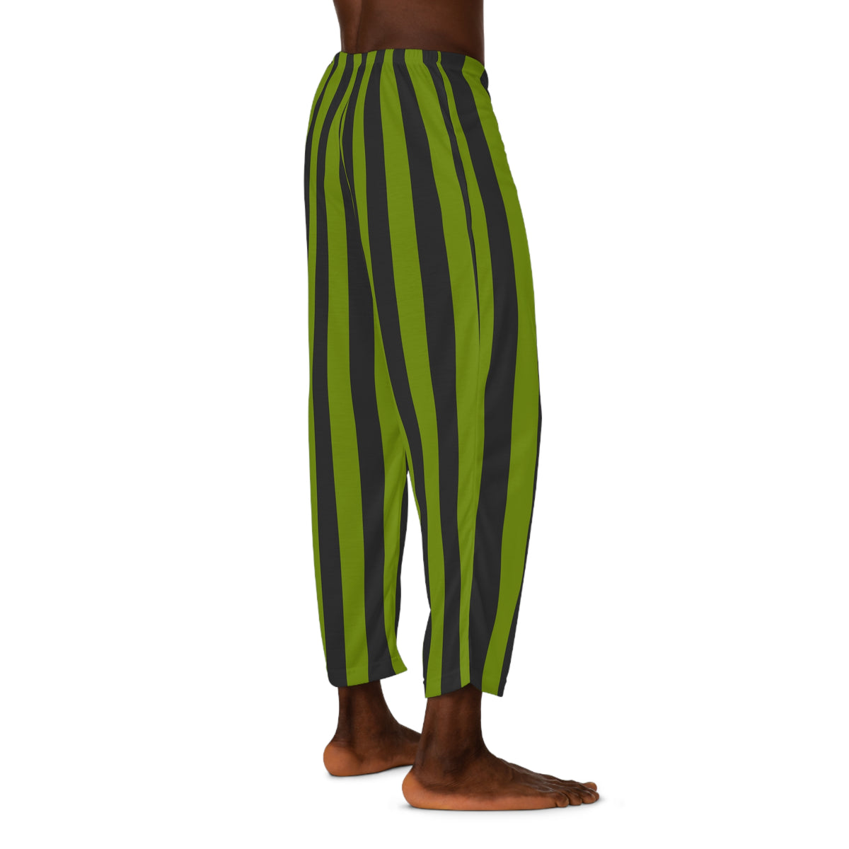 Avocado Green Striped Men's Pajama Pants