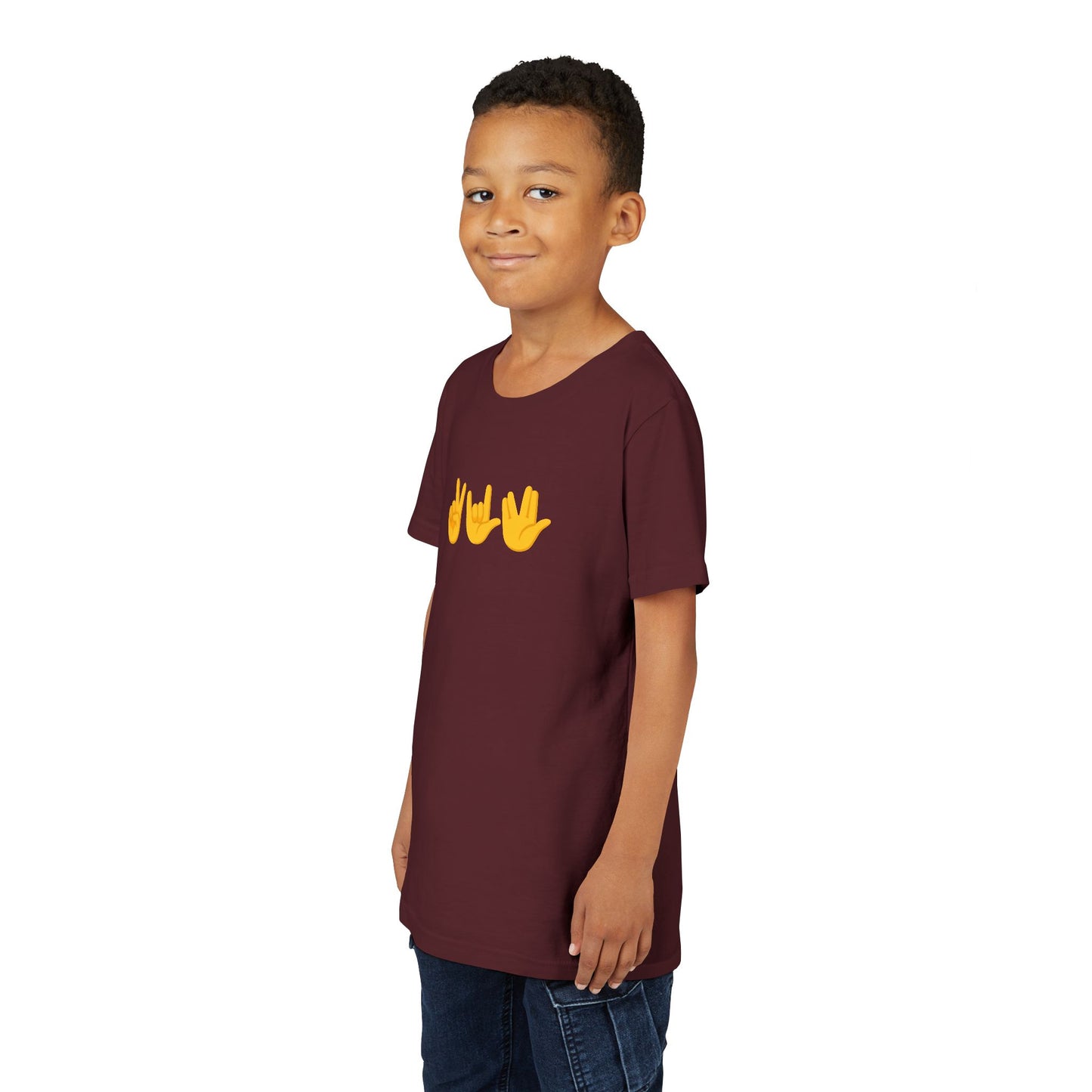Peace, Love, Live Long Emoji Short Sleeve Kids' T-Shirt (multicolors)