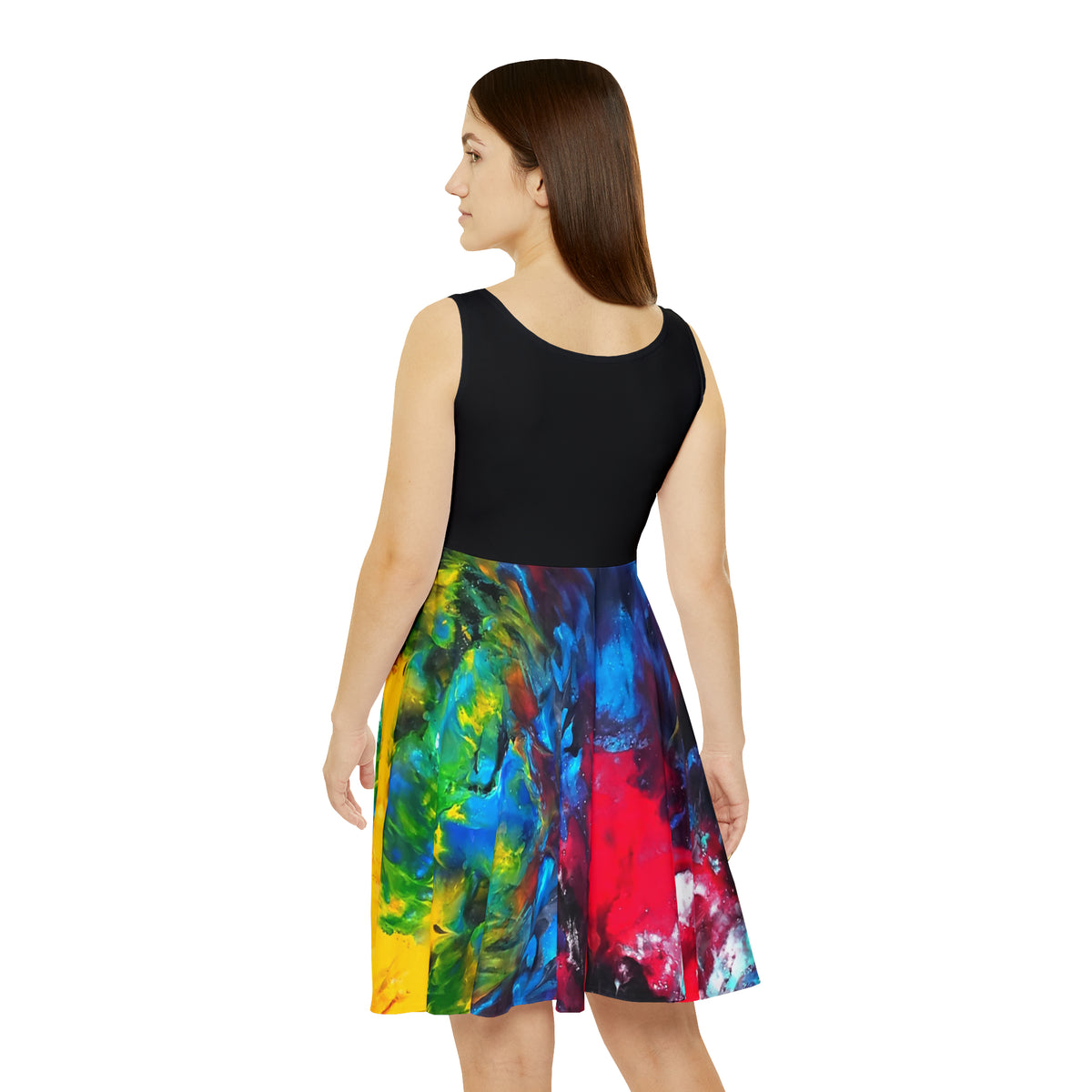 Colorful Paint Waves Women's Skater Dress