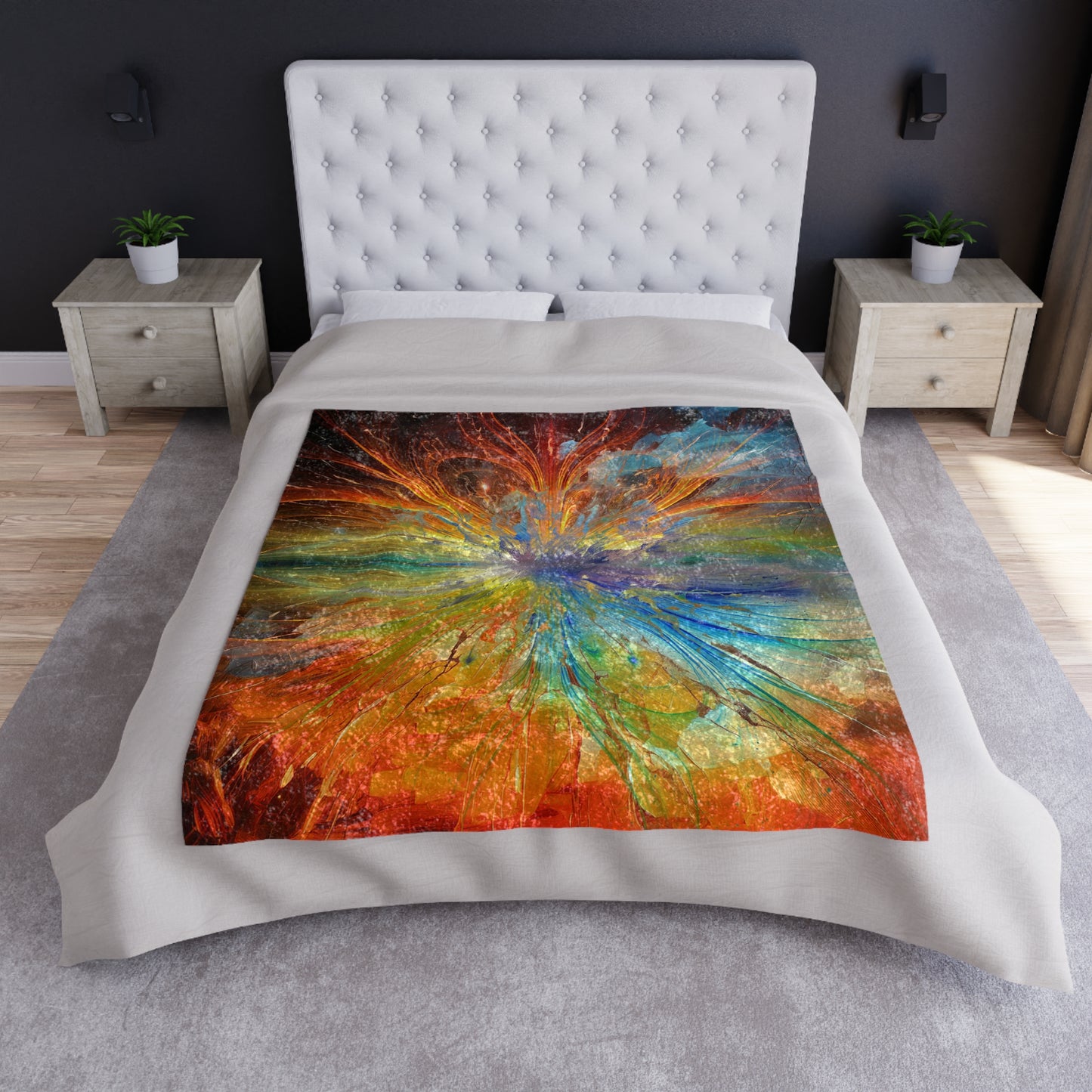 Cosmic Clockworks Abstract Crushed Velvet Blanket