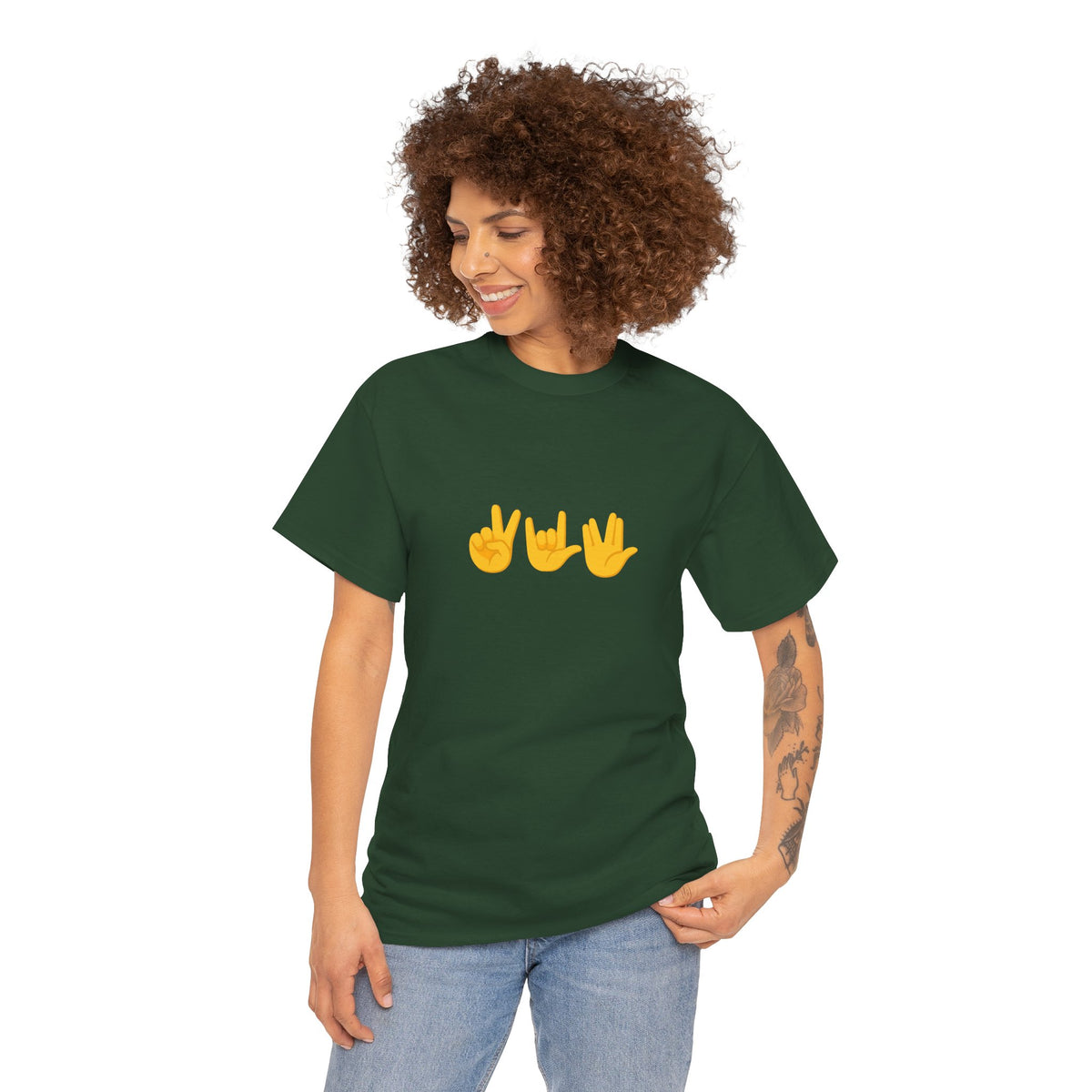 Peace, Love, Live Long Emoji Adult 100% Cotton T-Shirt (Multicolors)