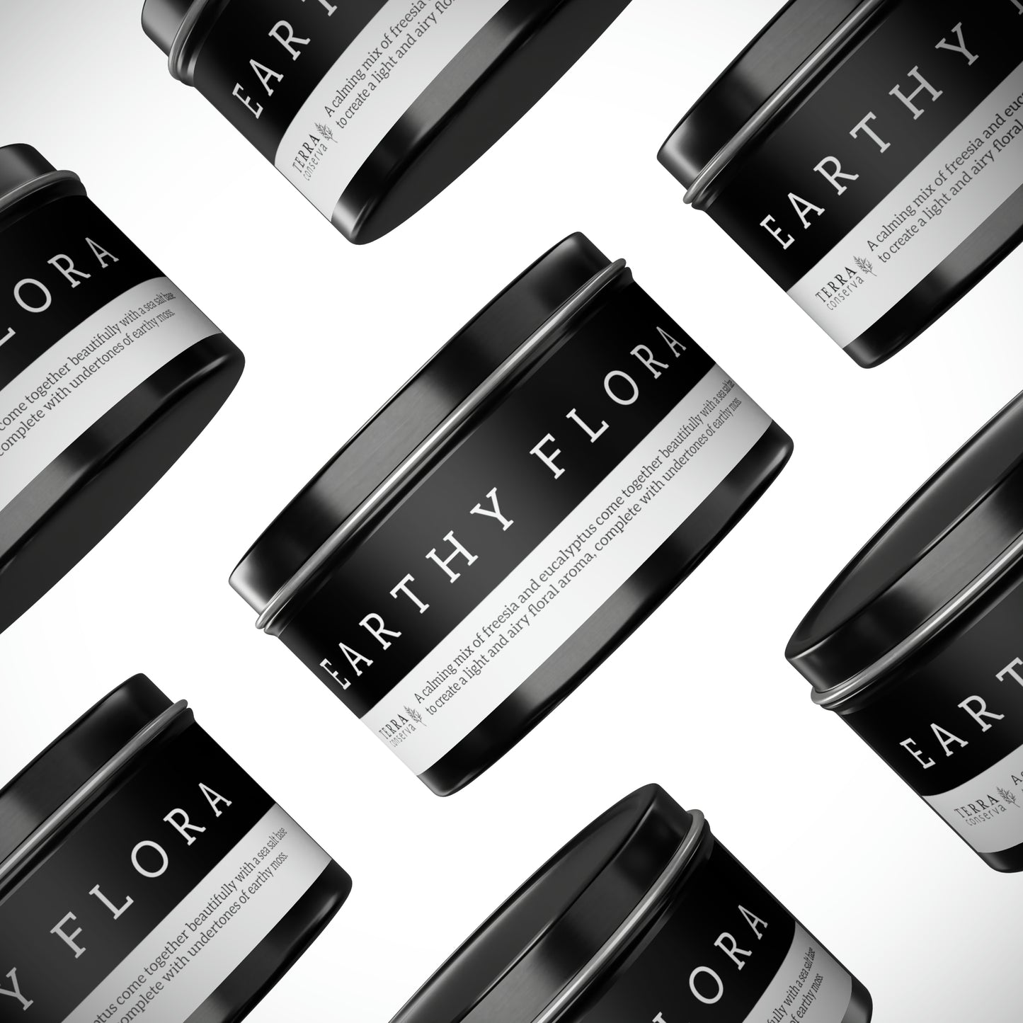 Earthy Flora Scented Candle in Minimalist Black Steel Tin (2 sizes)