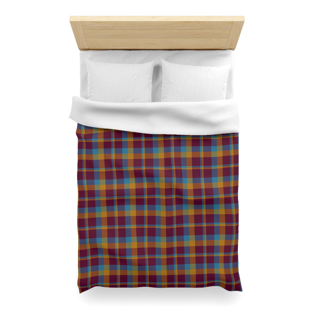 Mustard + Plum Plaid Woven Duvet Cover