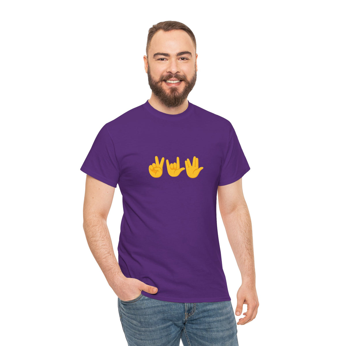 Peace, Love, Live Long Emoji Adult 100% Cotton T-Shirt (Multicolors)