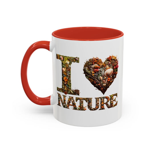 I Heart Nature Colorful Handle Ceramic Mug (11, 15oz)