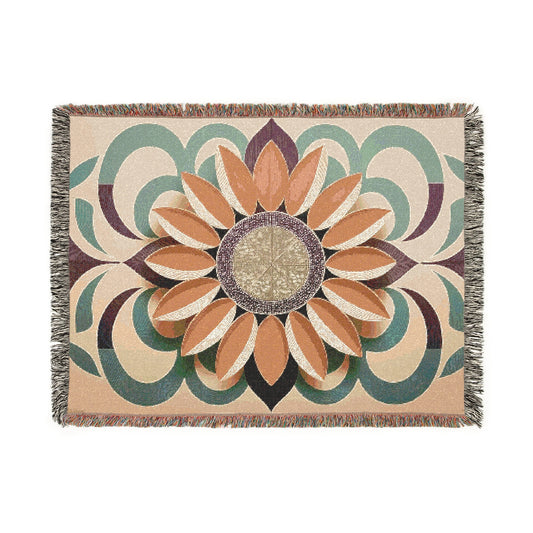Neutral Flower 100% Cotton Woven Blanket (3 sizes)