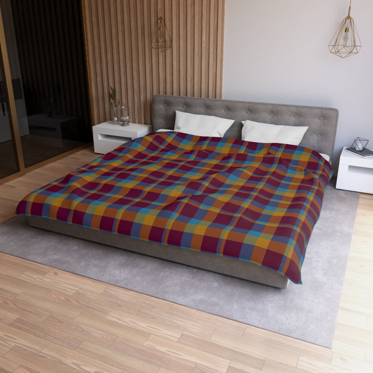 Mustard + Plum Plaid Woven Duvet Cover