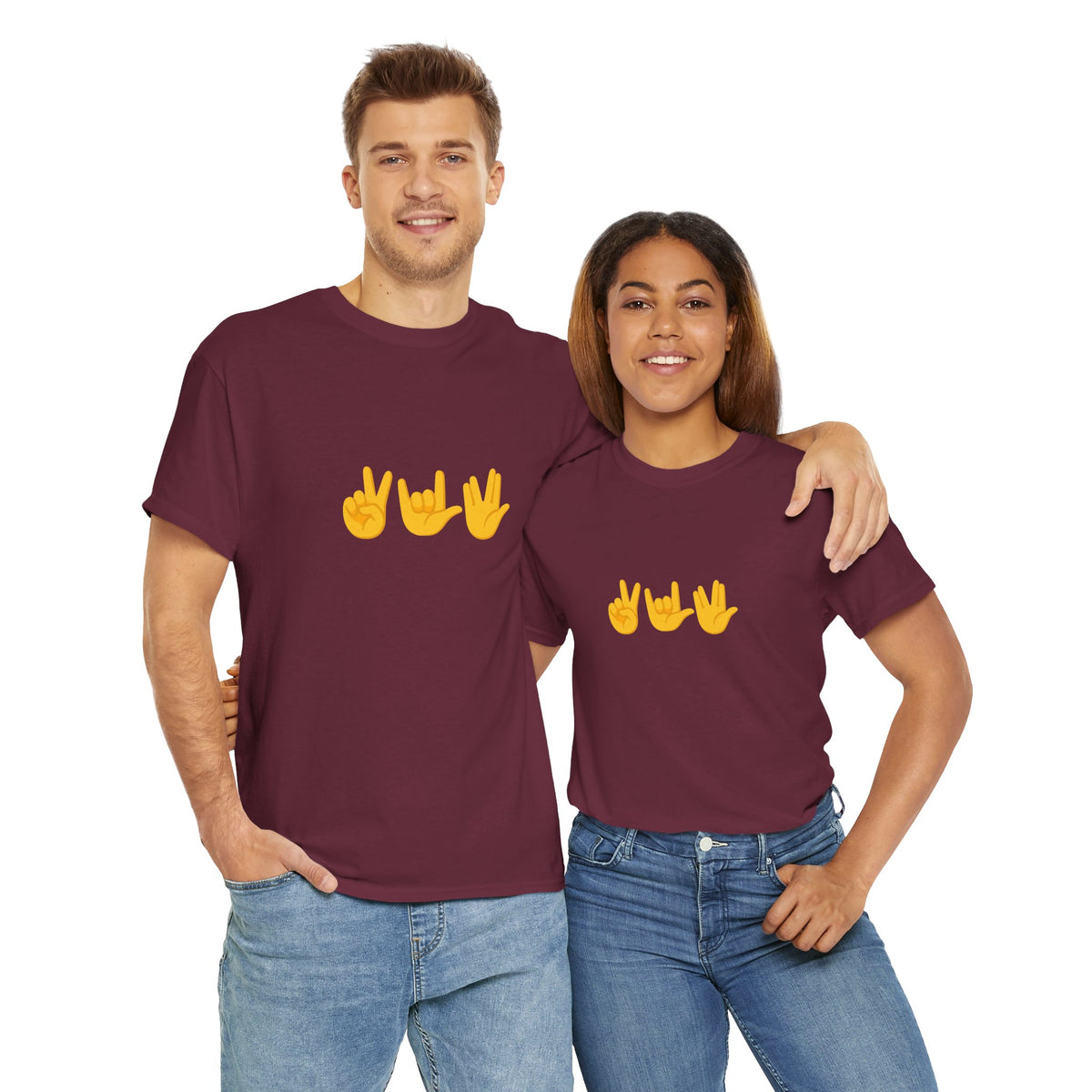Peace, Love, Live Long Emoji Adult 100% Cotton T-Shirt (Multicolors)