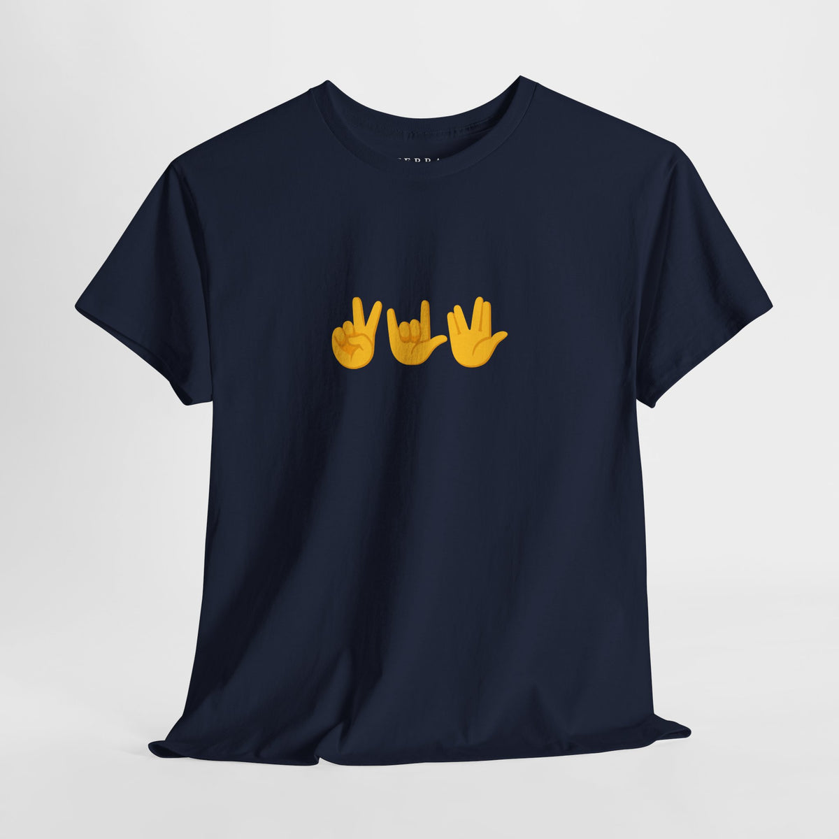 Peace, Love, Live Long Emoji Adult 100% Cotton T-Shirt (Multicolors)