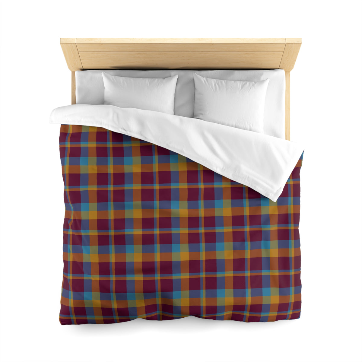 Mustard + Plum Plaid Woven Duvet Cover