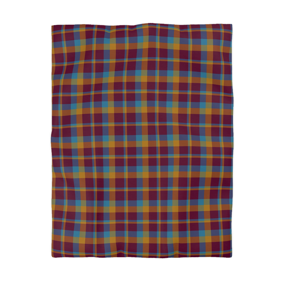 Mustard + Plum Plaid Woven Duvet Cover