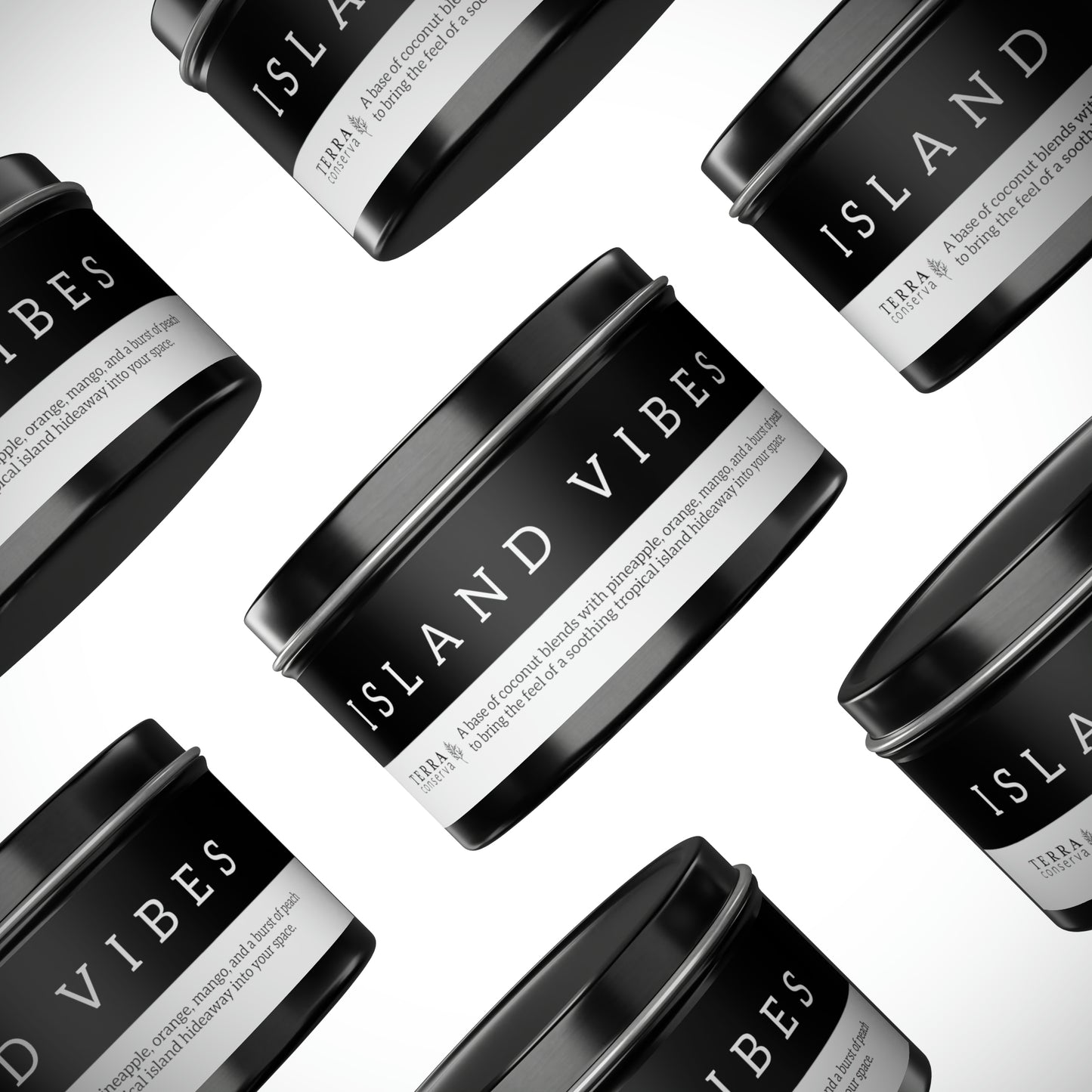 Island Vibes Scented Candle in Minimalist Black Steel Tin (2 sizes)