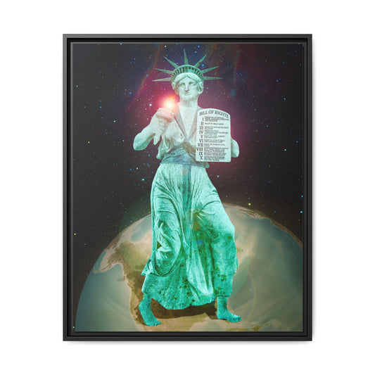 Divine Lady Liberty Framed Canvas Print | Surreal Art