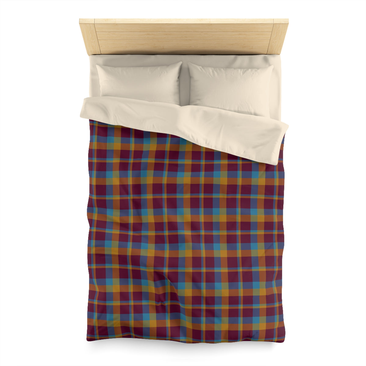 Mustard + Plum Plaid Woven Duvet Cover