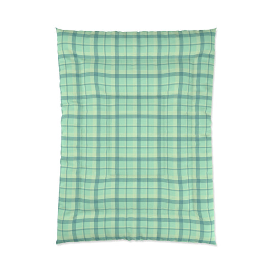 Minty Green Plaid Bedroom Comforter (Twin, Twin XL, Queen, King)
