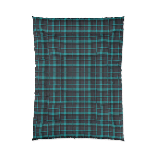 Muted Purple + Green Plaid Bedroom Comforter (Twin, Twin XL, Queen, King)
