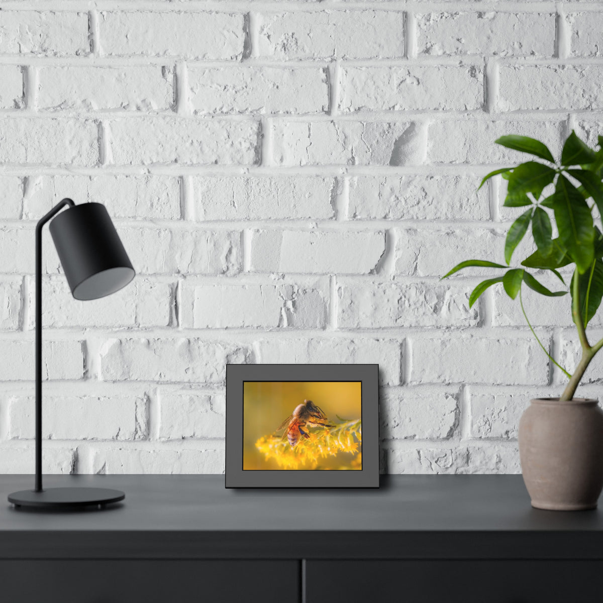 Golden Honey Bee Framed Print | Nature Photography