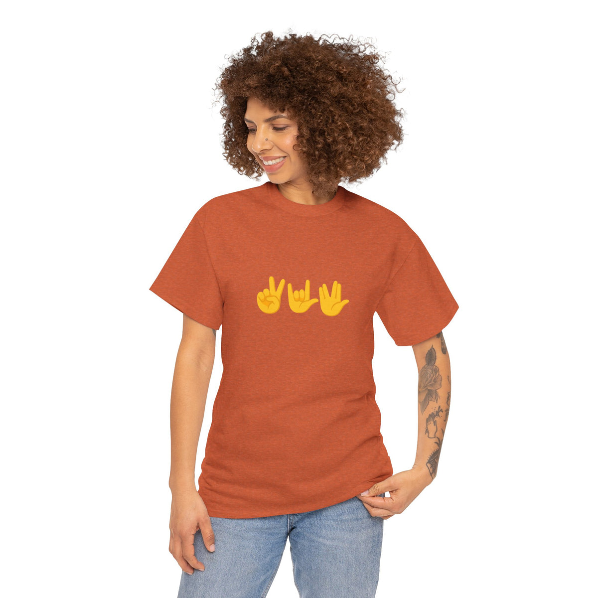 Peace, Love, Live Long Emoji Adult 100% Cotton T-Shirt (Multicolors)