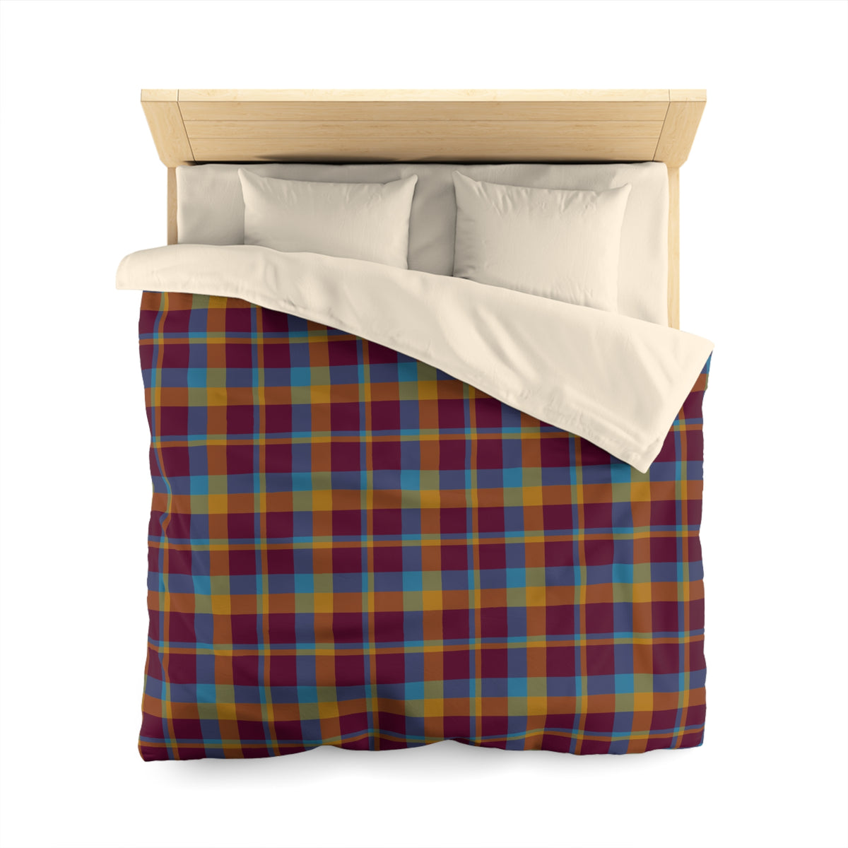 Mustard + Plum Plaid Woven Duvet Cover