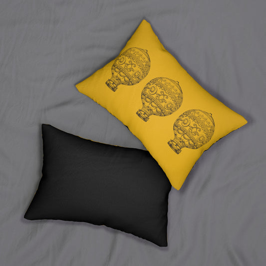 Golden Vintage Hot Air Balloon Lumbar Pillow