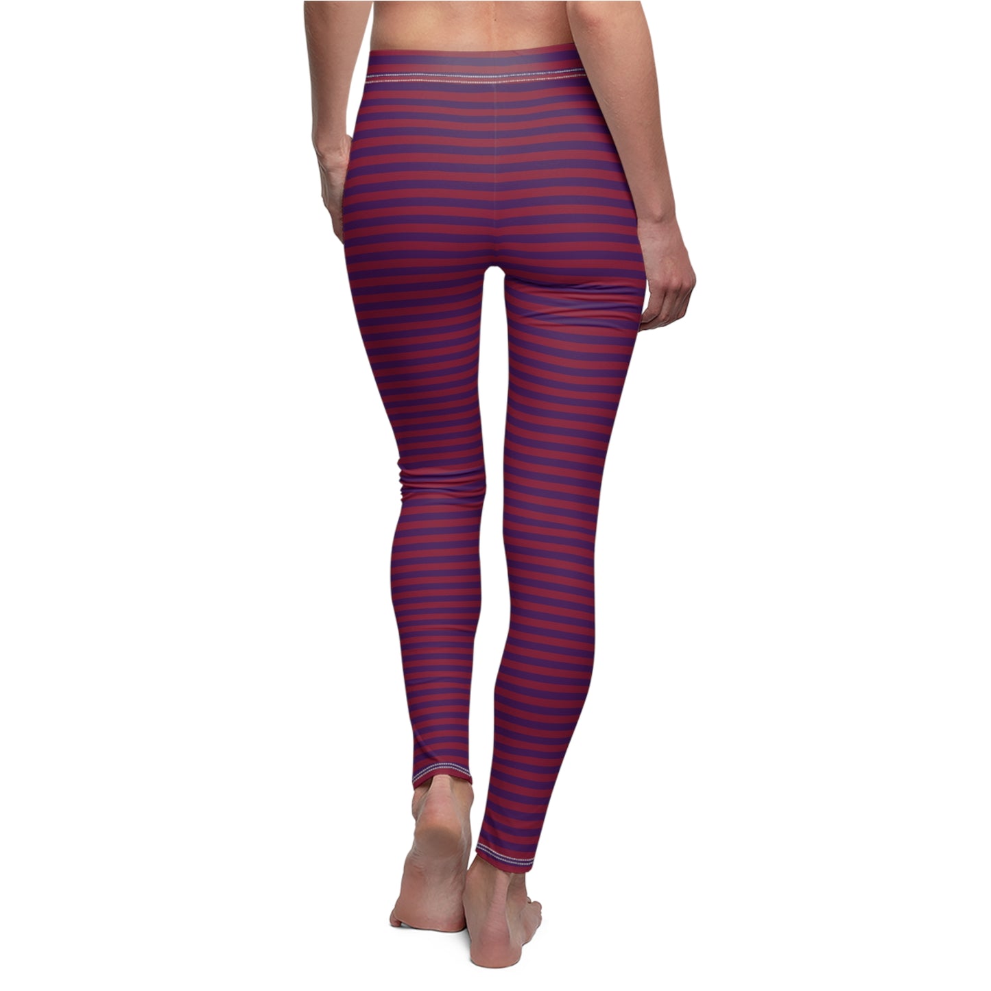 Red + Purple Skinny Striped Women's Super Soft Leggings