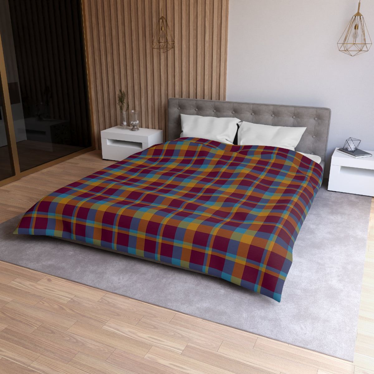 Mustard + Plum Plaid Woven Duvet Cover