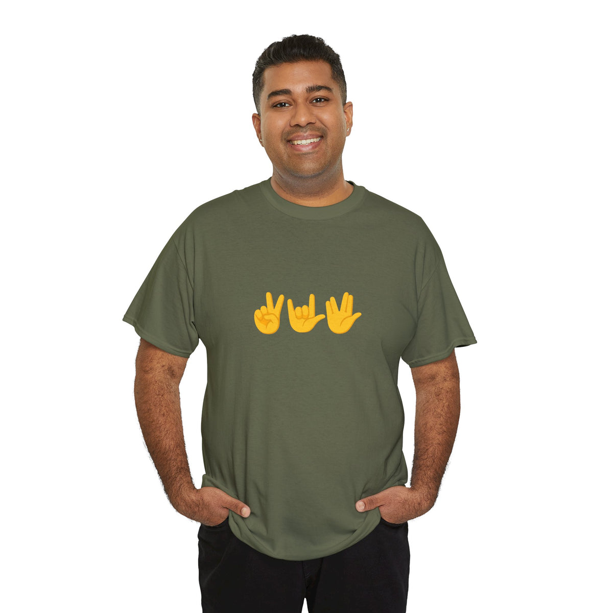 Peace, Love, Live Long Emoji Adult 100% Cotton T-Shirt (Multicolors)