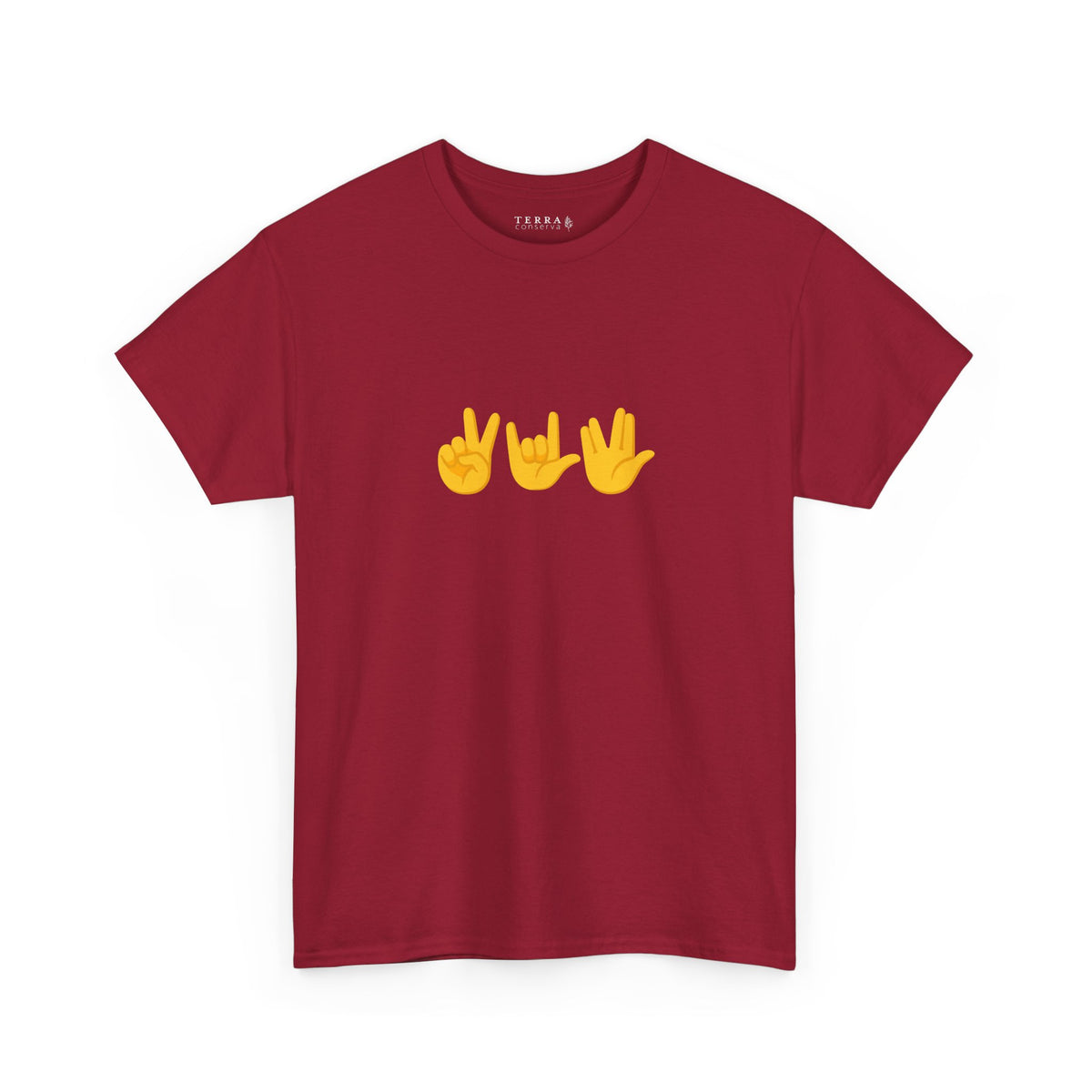 Peace, Love, Live Long Emoji Adult 100% Cotton T-Shirt (Multicolors)