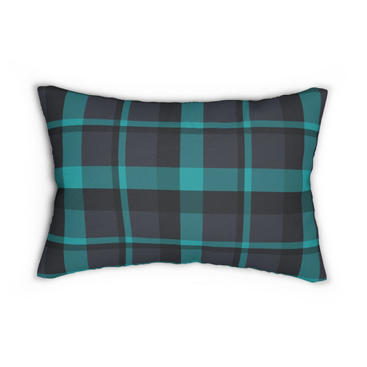 Muted Purple + Green Plaid Lumbar Pillow