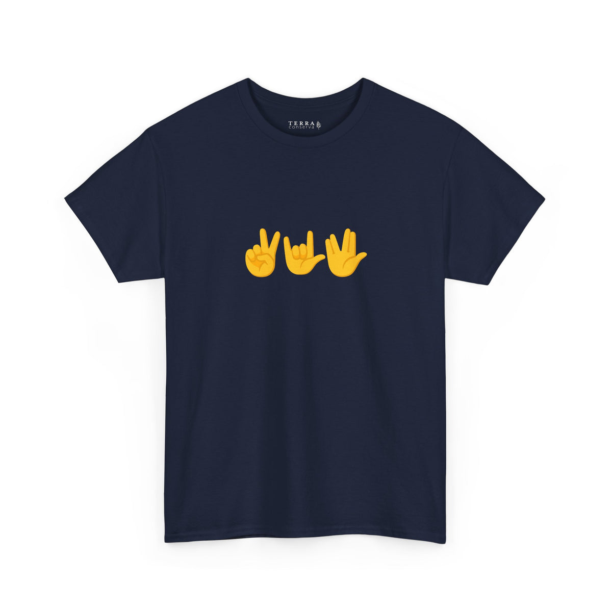 Peace, Love, Live Long Emoji Adult 100% Cotton T-Shirt (Multicolors)