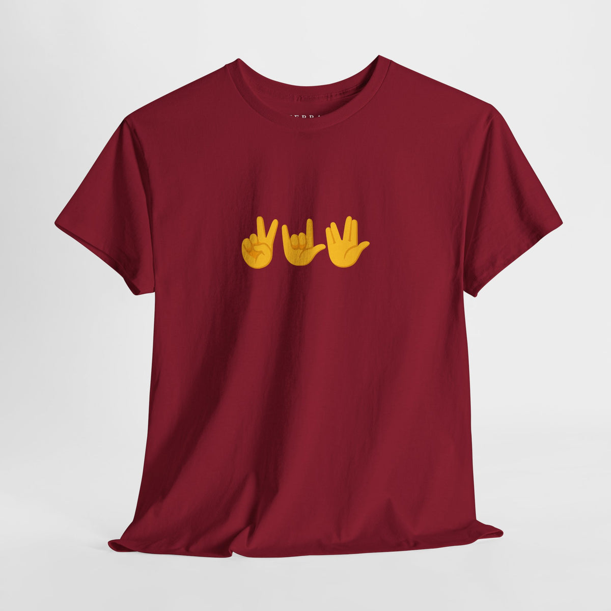 Peace, Love, Live Long Emoji Adult 100% Cotton T-Shirt (Multicolors)