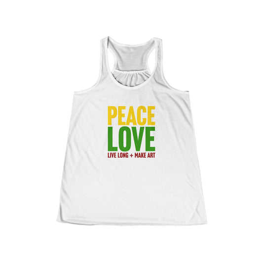 Peace, Love, Live Long + Make Art Women's Flowing Racerback Tank