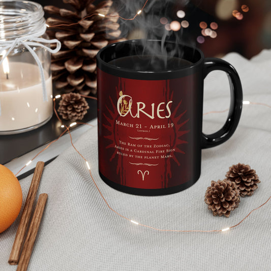 Aries Zodiac Vibes 11oz Black Mug