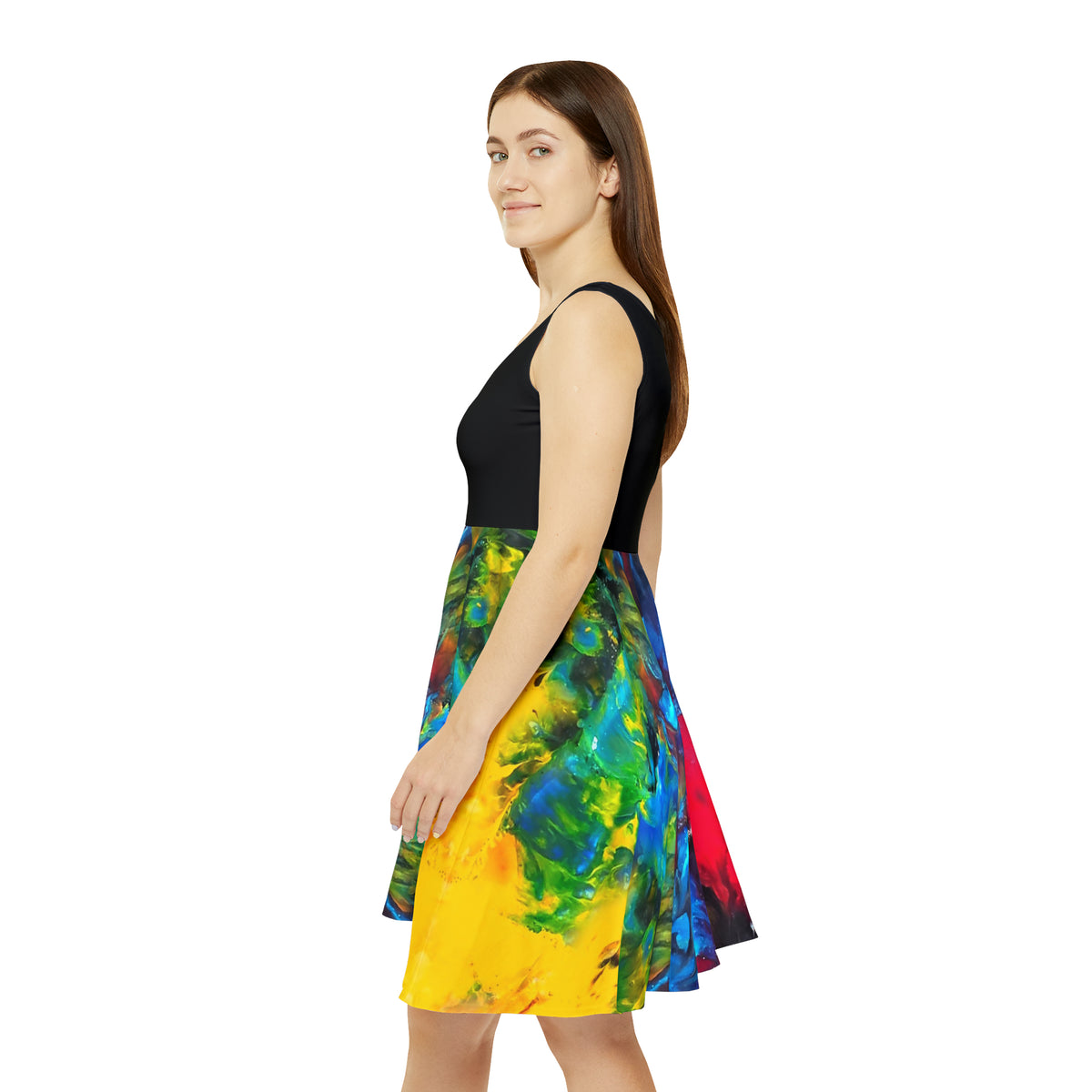 Colorful Paint Waves Women's Skater Dress