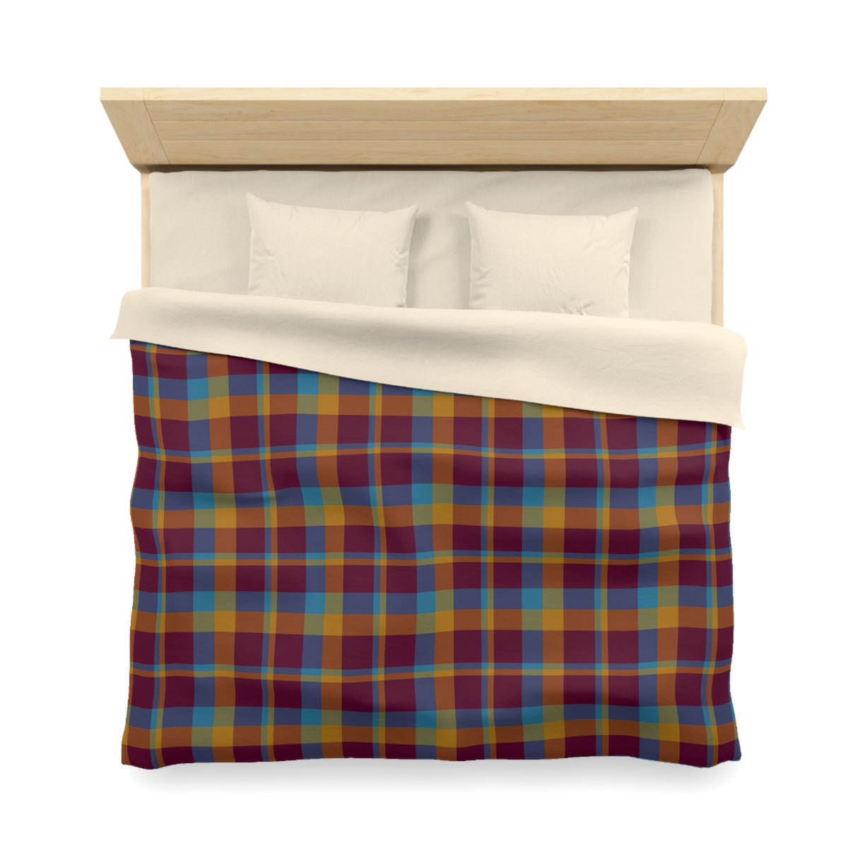 Mustard + Plum Plaid Woven Duvet Cover