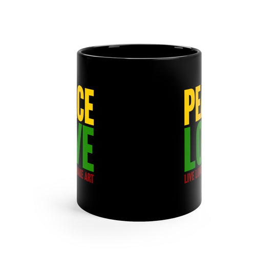 Peace, Love, Live Long + Make Art 11oz Black Mug