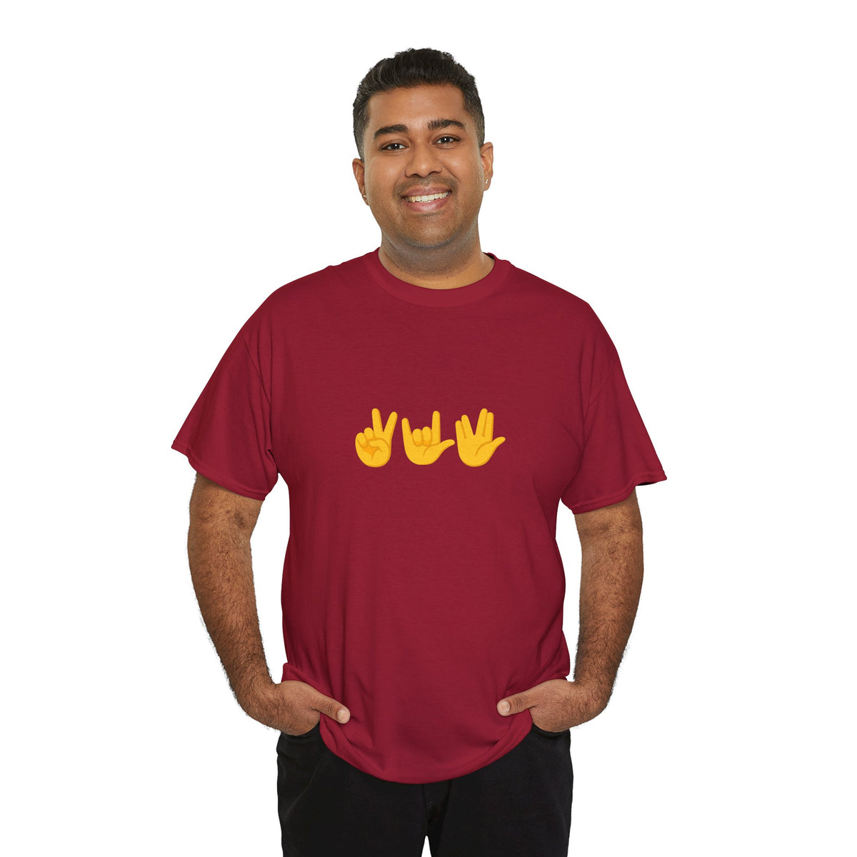 Peace, Love, Live Long Emoji Adult 100% Cotton T-Shirt (Multicolors)
