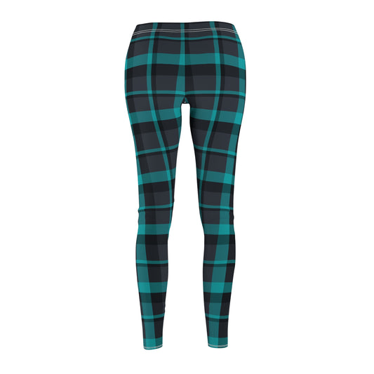 Muted Purple + Green Plaid Women's Extra Soft Brushed Suede Leggings