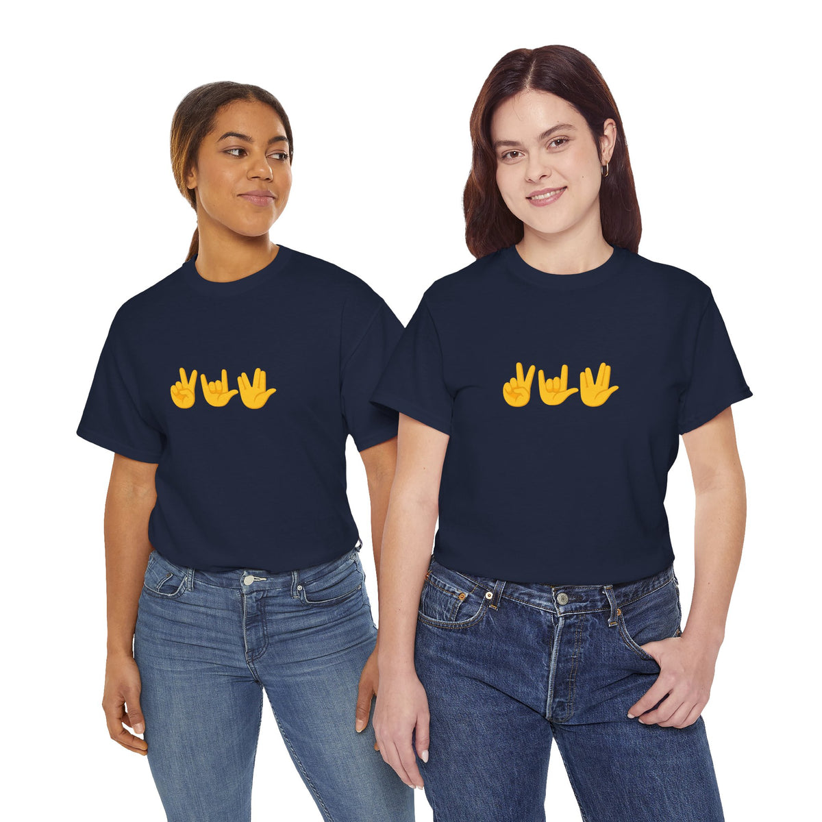 Peace, Love, Live Long Emoji Adult 100% Cotton T-Shirt (Multicolors)