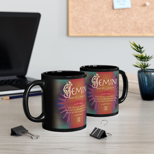 Gemini Zodiac Vibes 11oz Black Mug