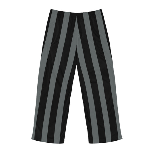 Gray + Black Vertical Striped Men's Pajama Pants