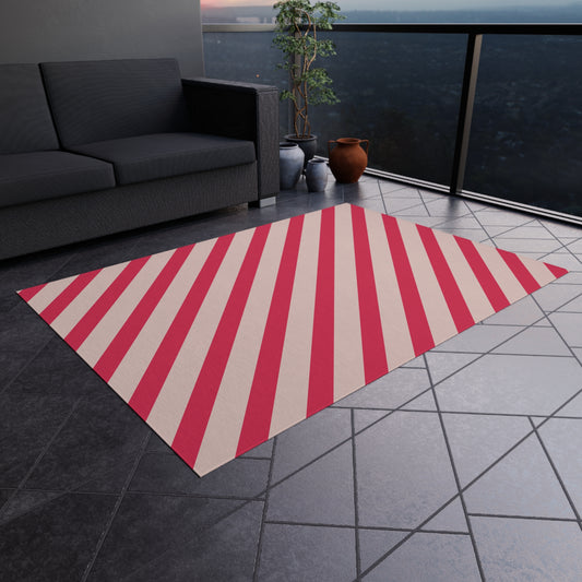Diagonal Pink Stripes Outdoor Rug