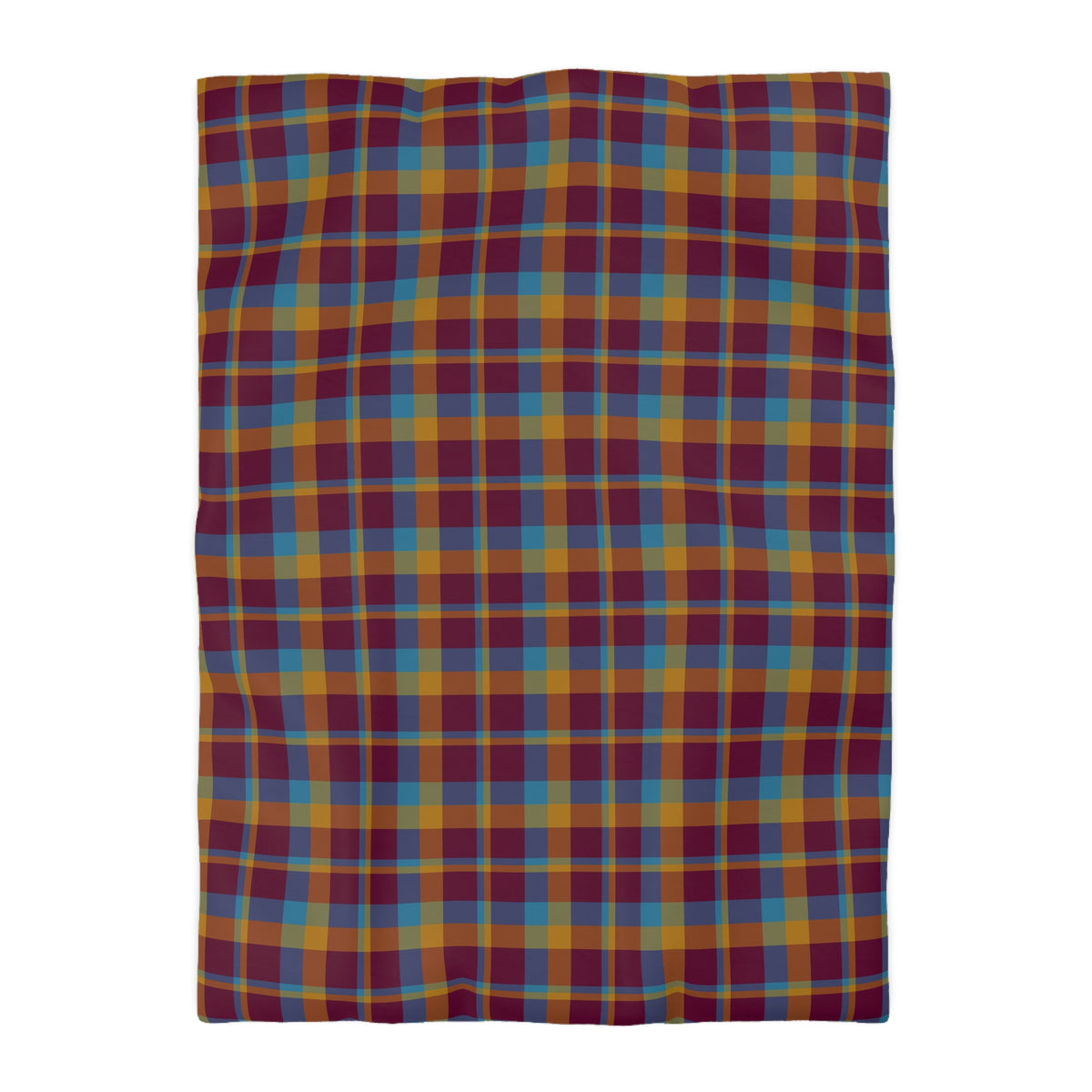 Mustard + Plum Plaid Woven Duvet Cover