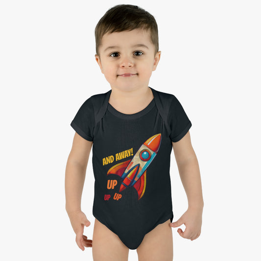Rocket Ship Liftoff 100% Cotton Baby Onesie 6M-18M