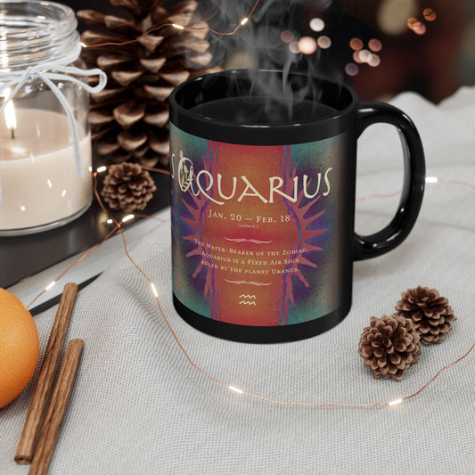 Aquarius Zodiac Vibes 11oz Black Mug
