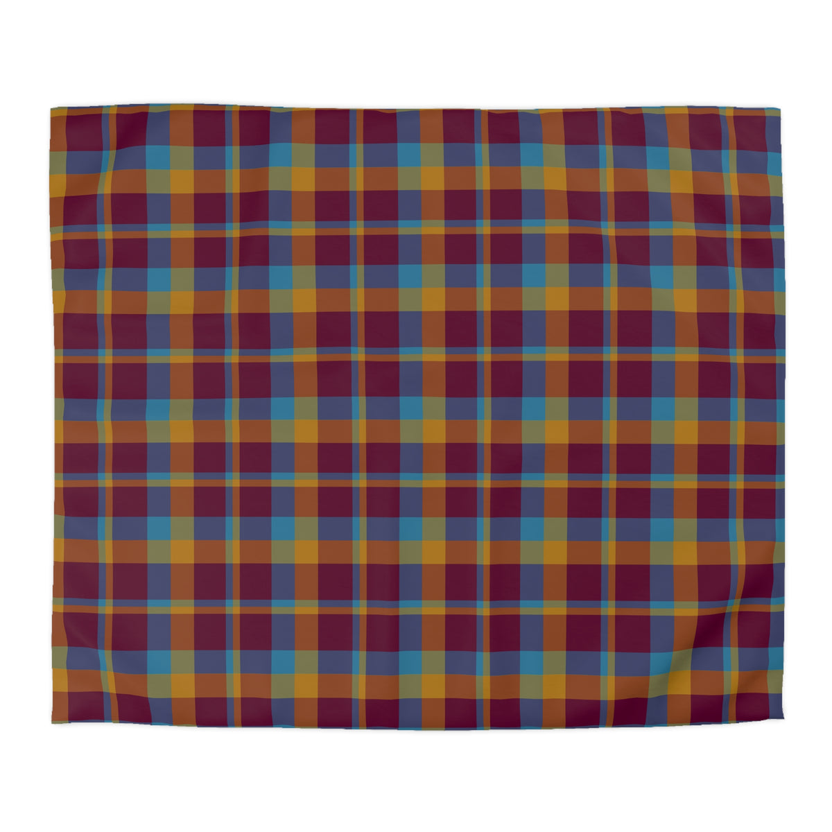 Mustard + Plum Plaid Woven Duvet Cover